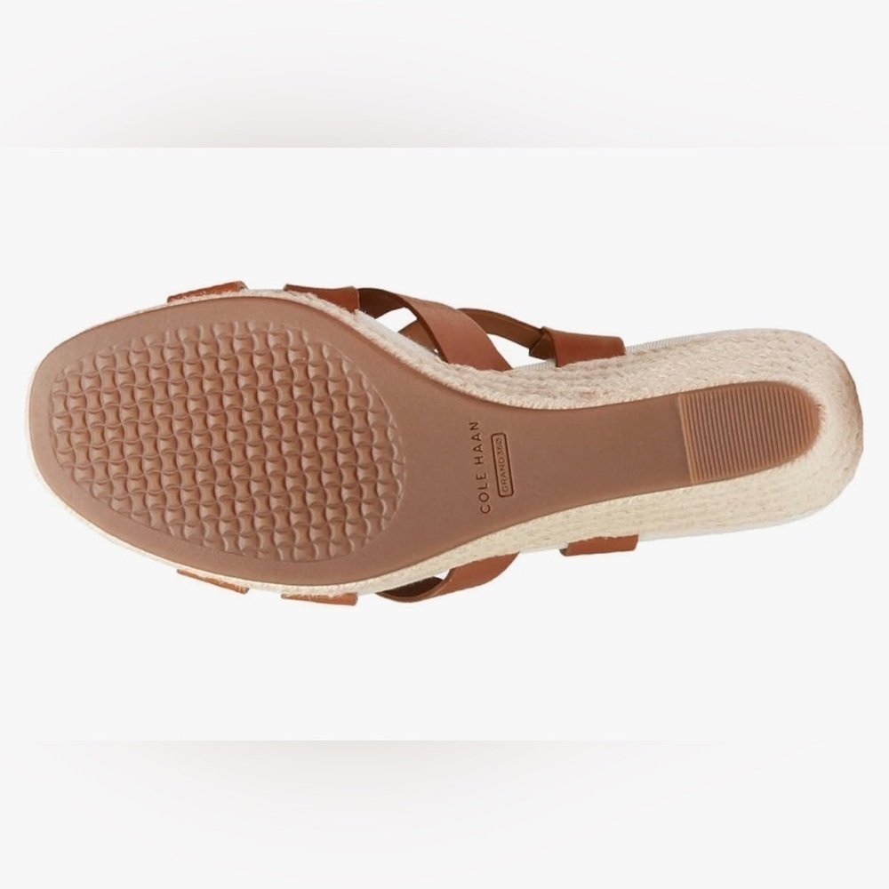 COLE HAAN $150 Women’s Crystal Brown Espadrille Wedge Sandals Size 9 New - Picture 4 of 8